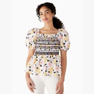 Kate Spade Lily Blooms Puff Sleeve Top
